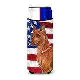 Caroline'S Treasures Miniature Pinscher Patriotic Decorative Can Hugger, Slim, Multicolor