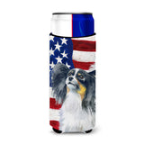 Caroline'S Treasures Papillon Patriotic Decorative Can Hugger, Slim, Multicolor