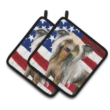 Caroline'S Treasures Chinese Crested Patriotic Decorated Pot Holder, 7.5H X 7.5W, Usa American Flag