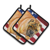 Caroline'S Treasures Shar Pei Patriotic Decorated Pot Holder, 7.5H X 7.5W, Usa American Flag