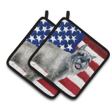 Caroline'S Treasures Schnauzer Patriotic Decorated Pot Holder, 7.5H X 7.5W, Usa American Flag