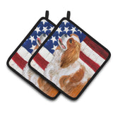 Caroline'S Treasures Cavalier Spaniel Patriotic Decorated Pot Holder, 7.5H X 7.5W, Usa American Flag
