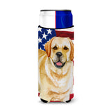 Caroline'S Treasures Golden Retriever Patriotic Decorative Can Hugger, Slim, Multicolor