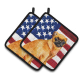 Caroline'S Treasures Small Brabant Griffon Patriotic Decorated Pot Holder, 7.5H X 7.5W, Usa American Flag