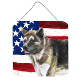 Caroline'S Treasures Akita Patriotic Metal Print, 6H X 6W, Usa American Flag