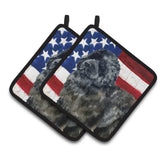 Caroline'S Treasures Newfoundland Patriotic Decorated Pot Holder, 7.5H X 7.5W, Usa American Flag