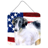 Caroline'S Treasures Borzoi Patriotic Metal Print, 6H X 6W, Usa American Flag