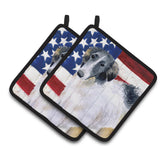 Caroline'S Treasures Borzoi Patriotic Decorated Pot Holder, 7.5H X 7.5W, Usa American Flag