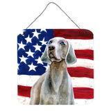 Caroline'S Treasures Weimaraner Patriotic Metal Print, 6H X 6W, Usa American Flag