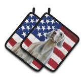 Caroline'S Treasures Weimaraner Patriotic Decorated Pot Holder, 7.5H X 7.5W, Usa American Flag