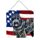 Caroline'S Treasures Black Russian Terrier Patriotic Metal Print, 6H X 6W, Usa American Flag