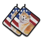 Caroline'S Treasures Shiba Inu Patriotic Decorated Pot Holder, 7.5H X 7.5W, Usa American Flag