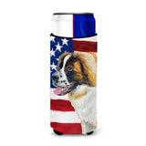 Caroline'S Treasures Saint Bernard Patriotic Decorative Can Hugger, Slim, Multicolor