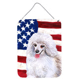 Caroline'S Treasures Medium White Poodle Patriotic Metal Print, 16 X 12, Multicolor