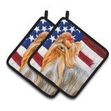 Caroline'S Treasures Yorkshire Terrier Patriotic Decorated Pot Holder, 7.5H X 7.5W, Usa American Flag