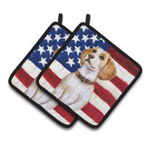 Caroline'S Treasures Beagle Patriotic Decorated Pot Holder, 7.5H X 7.5W, Usa American Flag
