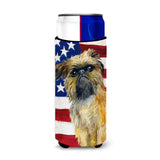 Caroline'S Treasures Brussels Griffon Patriotic Decorative Can Hugger, Slim, Multicolor