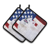 Caroline'S Treasures Samoyed Patriotic Decorated Pot Holder, 7.5H X 7.5W, Usa American Flag