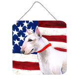 Caroline'S Treasures Bull Terrier Patriotic Metal Print, 6H X 6W, Usa American Flag