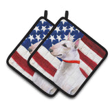 Caroline'S Treasures Bull Terrier Patriotic Decorated Pot Holder, 7.5H X 7.5W, Usa American Flag
