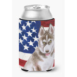 Caroline'S Treasures Siberian Husky Grey Patriotic Decorative Can Hugger, Multicolor