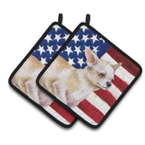 Caroline'S Treasures Chihuahua Leg Up Patriotic Decorated Pot Holder, 7.5H X 7.5W, Usa American Flag