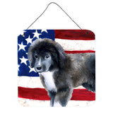 Caroline'S Treasures Newfoundland Puppy Patriotic Metal Print, 6H X 6W, Usa American Flag