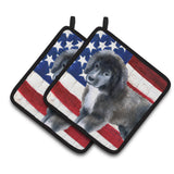 Caroline'S Treasures Newfoundland Puppy Patriotic Decorated Pot Holder, 7.5H X 7.5W, Usa American Flag