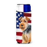Caroline'S Treasures Welsh Terrier Patriotic Decorative Can Hugger, Slim, Multicolor