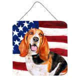 Caroline'S Treasures Basset Hound Patriotic Metal Print, 6H X 6W, Usa American Flag