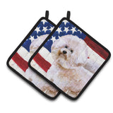 Caroline'S Treasures Bichon Frise #2 Patriotic Decorated Pot Holder, 7.5H X 7.5W, Usa American Flag
