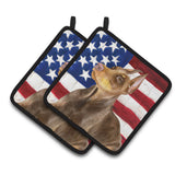 Caroline'S Treasures Doberman Pinscher Patriotic Decorated Pot Holder, 7.5H X 7.5W, Usa American Flag