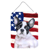Caroline'S Treasures French Bulldog Black White Patriotic Metal Print, 16 X 12, Multicolor