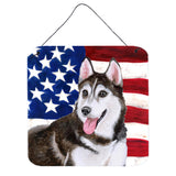 Caroline'S Treasures Siberian Husky #2 Patriotic Metal Print, 6H X 6W, Usa American Flag