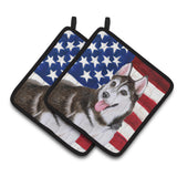 Caroline'S Treasures Siberian Husky #2 Patriotic Decorated Pot Holder, 7.5H X 7.5W, Usa American Flag
