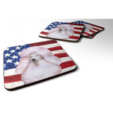 Caroline'S Treasures White Standard Poodle Patriotic Decorative Coasters, Multicolor