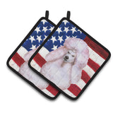 Caroline'S Treasures White Standard Poodle Patriotic Decorated Pot Holder, 7.5H X 7.5W, Usa American Flag