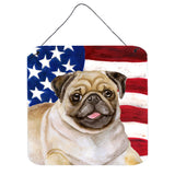 Caroline'S Treasures Fawn Pug Patriotic Metal Print, 6H X 6W, Usa American Flag