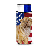Caroline'S Treasures Shar Pei Puppy Patriotic Decorative Can Hugger, Slim, Multicolor