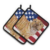 Caroline'S Treasures Shar Pei Puppy Patriotic Decorated Pot Holder, 7.5H X 7.5W, Usa American Flag