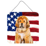 Caroline'S Treasures Tibetan Mastiff Patriotic Metal Print, 6H X 6W, Usa American Flag
