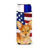 Caroline'S Treasures Toy Terrier Patriotic Decorative Can Hugger, Slim, Multicolor