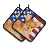 Caroline'S Treasures Toy Terrier Patriotic Decorated Pot Holder, 7.5H X 7.5W, Usa American Flag