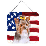 Caroline'S Treasures Yorkshire Terrier #2 Patriotic Metal Print, 6H X 6W, Usa American Flag