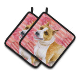 Caroline'S Treasures American Staffordshire Decorated Pot Holder, 7.5H X 7.5W, Love Is A Dog