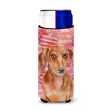 Caroline'S Treasures Red Dachshund Love Decorative Can Hugger, Slim, Multicolor