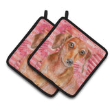 Caroline'S Treasures Red Dachshund Decorated Pot Holder, 7.5H X 7.5W, Love Is A Dog
