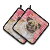 Caroline'S Treasures Fawn Pug Decorated Pot Holder, 7.5H X 7.5W, Love Is A Dog