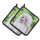 Caroline'S Treasures Medium White Poodle Decorated Pot Holder, 7.5H X 7.5W, St Patrick'S Day