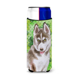 Caroline'S Treasures Siberian Husky Grey St Patrick'S Decorative Can Hugger, Slim, Multicolor